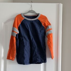 Boden Kids Navy and Orange Long Sleeve Tee